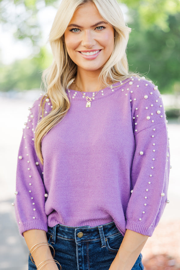 purple sweaters, embellished sweaters, fall transition sweaters