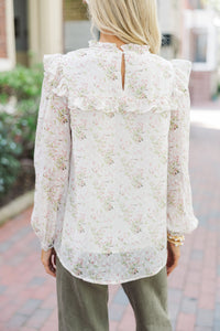 Romantic History Cream Ditsy Floral Ruffled Blouse