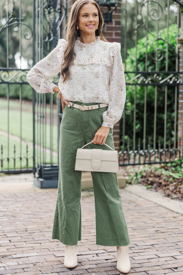 Romantic History Cream Ditsy Floral Ruffled Blouse