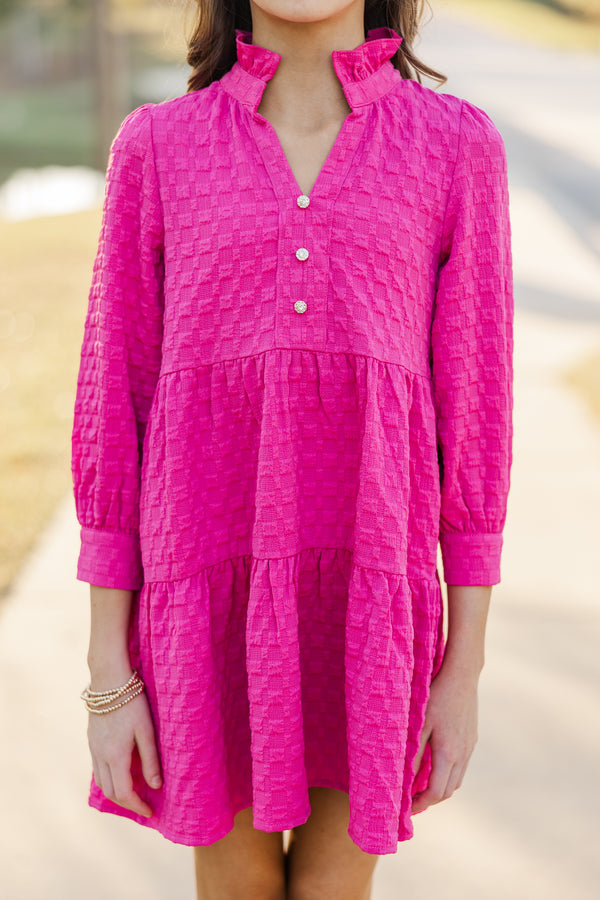 Girls: All Up To You Pink Textured Dress