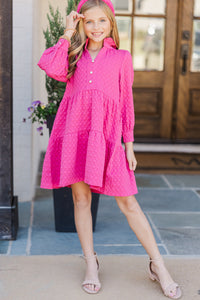 Girls: All Up To You Pink Textured Dress