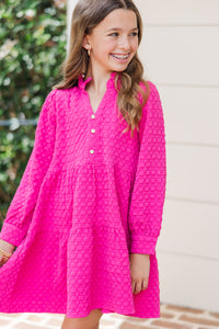 Girls: All Up To You Pink Textured Dress