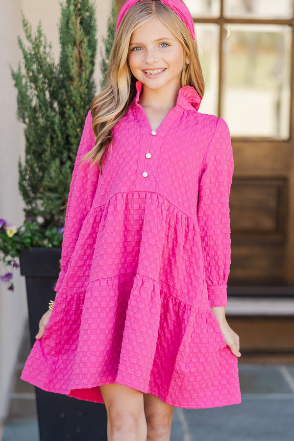 Girls: All Up To You Pink Textured Dress