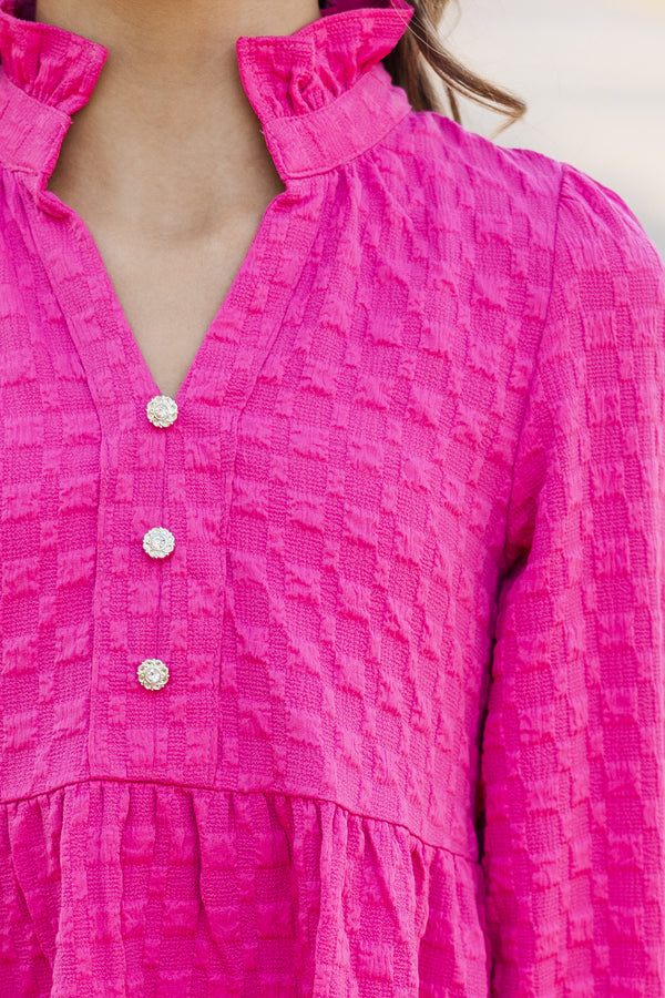 Girls: All Up To You Pink Textured Dress