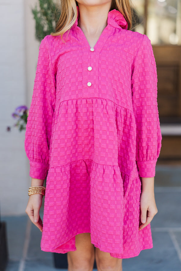 Girls: All Up To You Pink Textured Dress