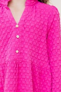 Girls: All Up To You Pink Textured Dress