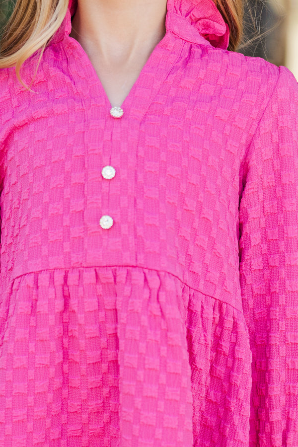 Girls: All Up To You Pink Textured Dress