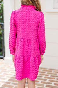 Girls: All Up To You Pink Textured Dress