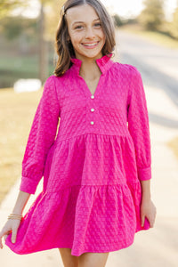 Girls: All Up To You Pink Textured Dress