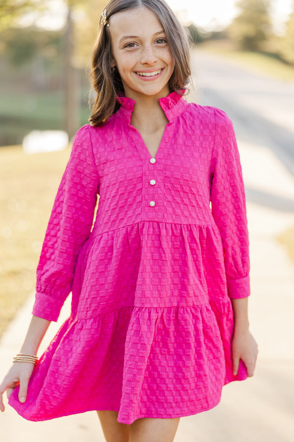 Girls: All Up To You Pink Textured Dress