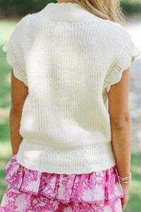 Girls: Get It Going Cream White Cable Knit Sweater Top