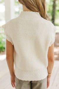 Girls: Get It Going Cream White Cable Knit Sweater Top