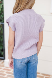 Girls: Get It Going Lavender Purple Cable Knit Sweater Top