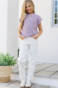 Girls: Get It Going Lavender Purple Cable Knit Sweater Top