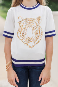 Girls: Stay In Character Gold/Purple Tiger Sweater