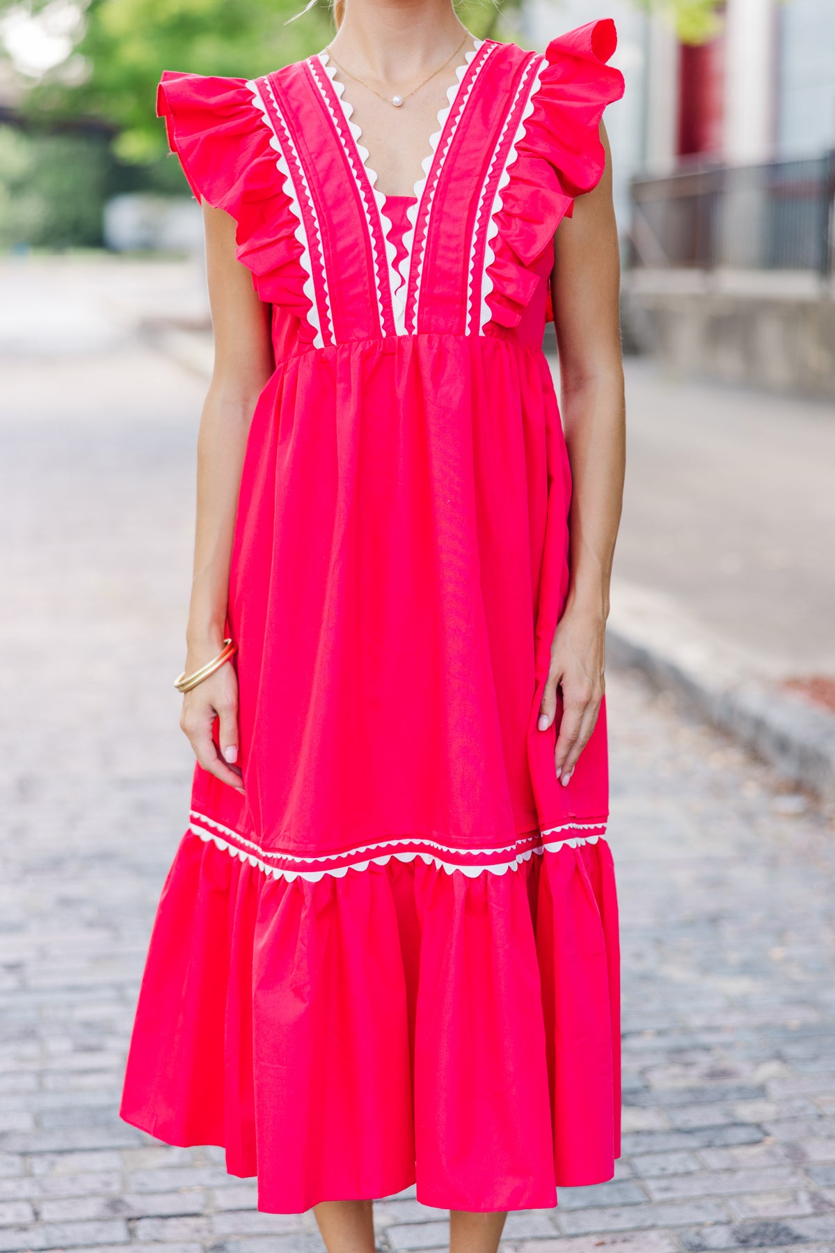 Ready For The Day Red Ruffled Midi Dress – Shop the Mint