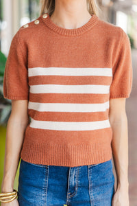 See You On The Coast Copper Striped Sweater