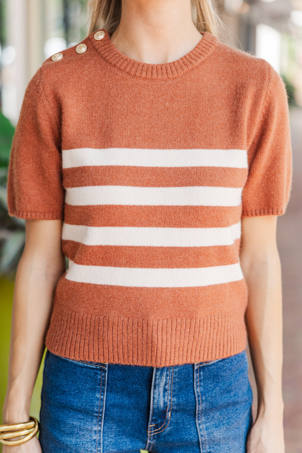 See You On The Coast Copper Striped Sweater