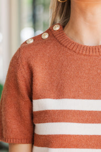 See You On The Coast Copper Striped Sweater