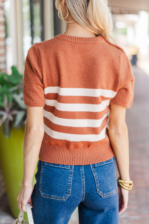 See You On The Coast Copper Striped Sweater