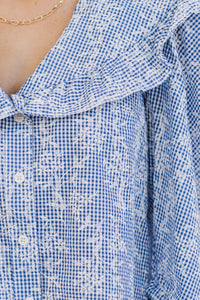 Play The Game Blue Gingham Blouse