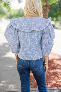 Play The Game Blue Gingham Blouse