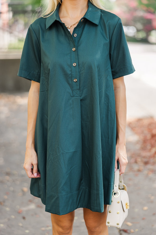 It's Another Day Forest Green Shirt Dress