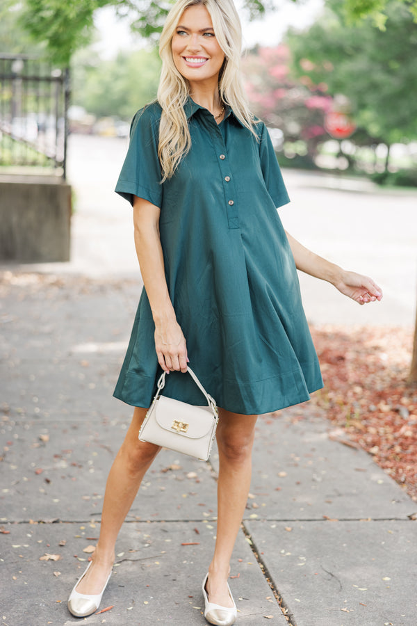 It's Another Day Forest Green Shirt Dress