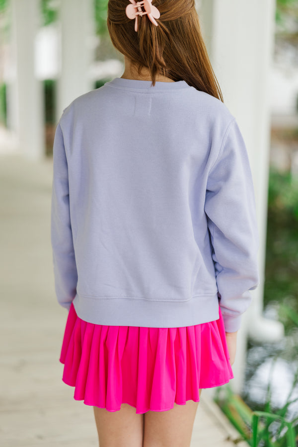 Girls: Pretty Little Thing Lavender Purple Bow Sweatshirt