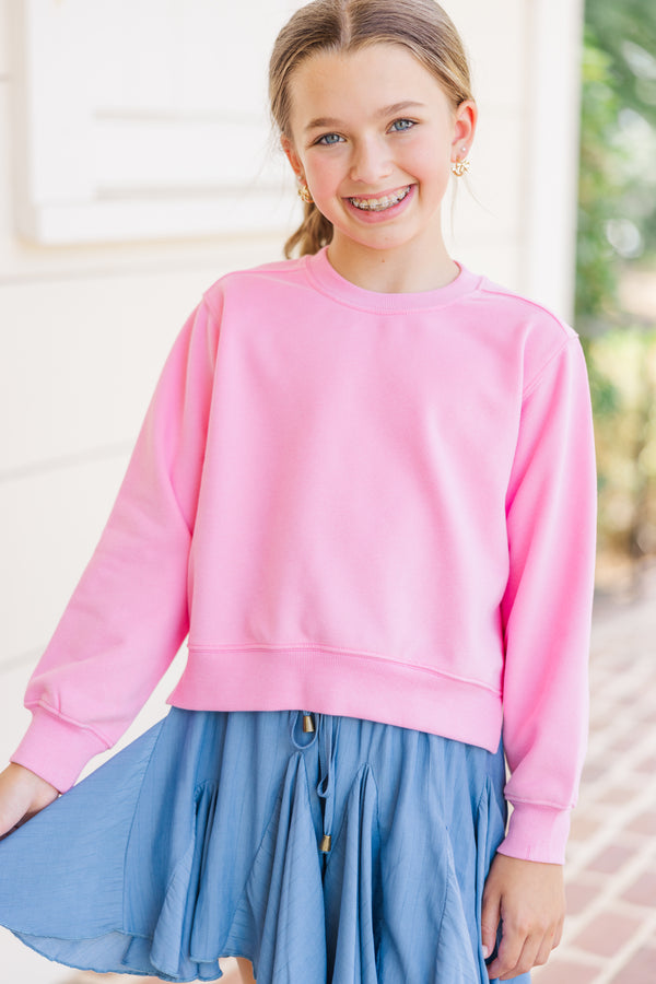 Girls: Isn't She Lovely Bubblegum Pink Embroidered Sweatshirt