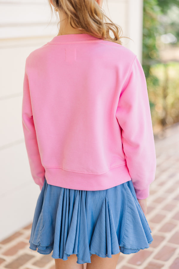 Girls: Isn't She Lovely Bubblegum Pink Embroidered Sweatshirt