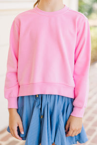 Girls: Isn't She Lovely Bubblegum Pink Embroidered Sweatshirt