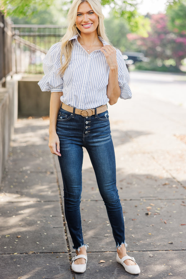 East Coast Class White Striped Button Down