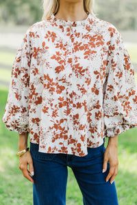 Take Your Turn Rust Orange Textured Blouse