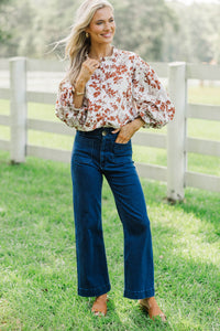 Take Your Turn Rust Orange Textured Blouse