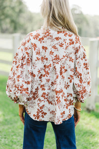 Take Your Turn Rust Orange Textured Blouse