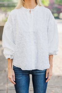 Take Your Turn Cream Textured Blouse