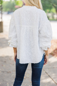 Take Your Turn Cream Textured Blouse