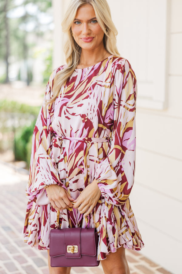 Stay Close Mauve Pink Abstract Dress