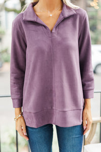 Never Forget Plum Purple Suede Blouse