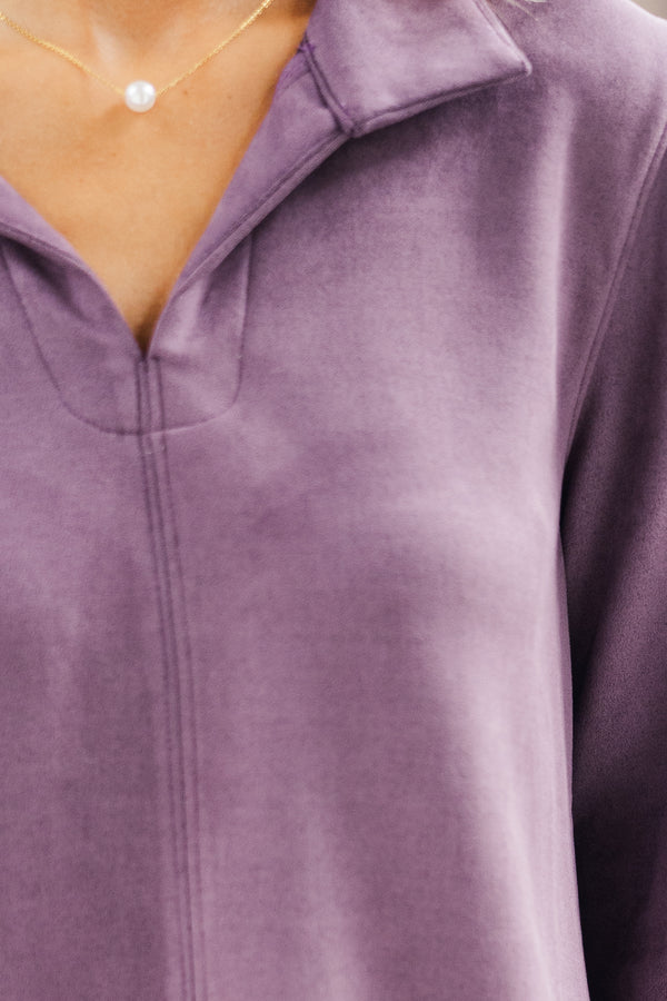 Never Forget Plum Purple Suede Blouse