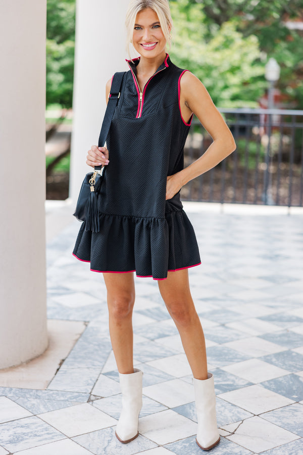 On The Move Black/Red Drop Waist Dress