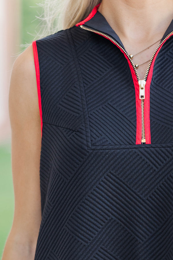 Say It All Black Textured Drop Waist Dress