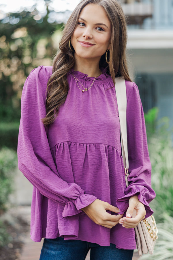 Making Moves Plum Purple Ruffled Blouse