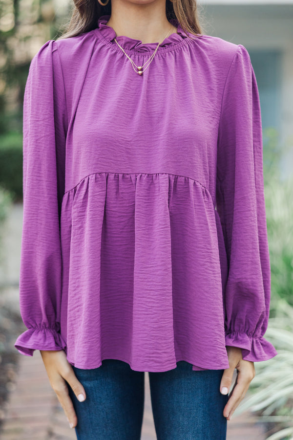 Making Moves Plum Purple Ruffled Blouse