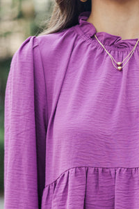 Making Moves Plum Purple Ruffled Blouse