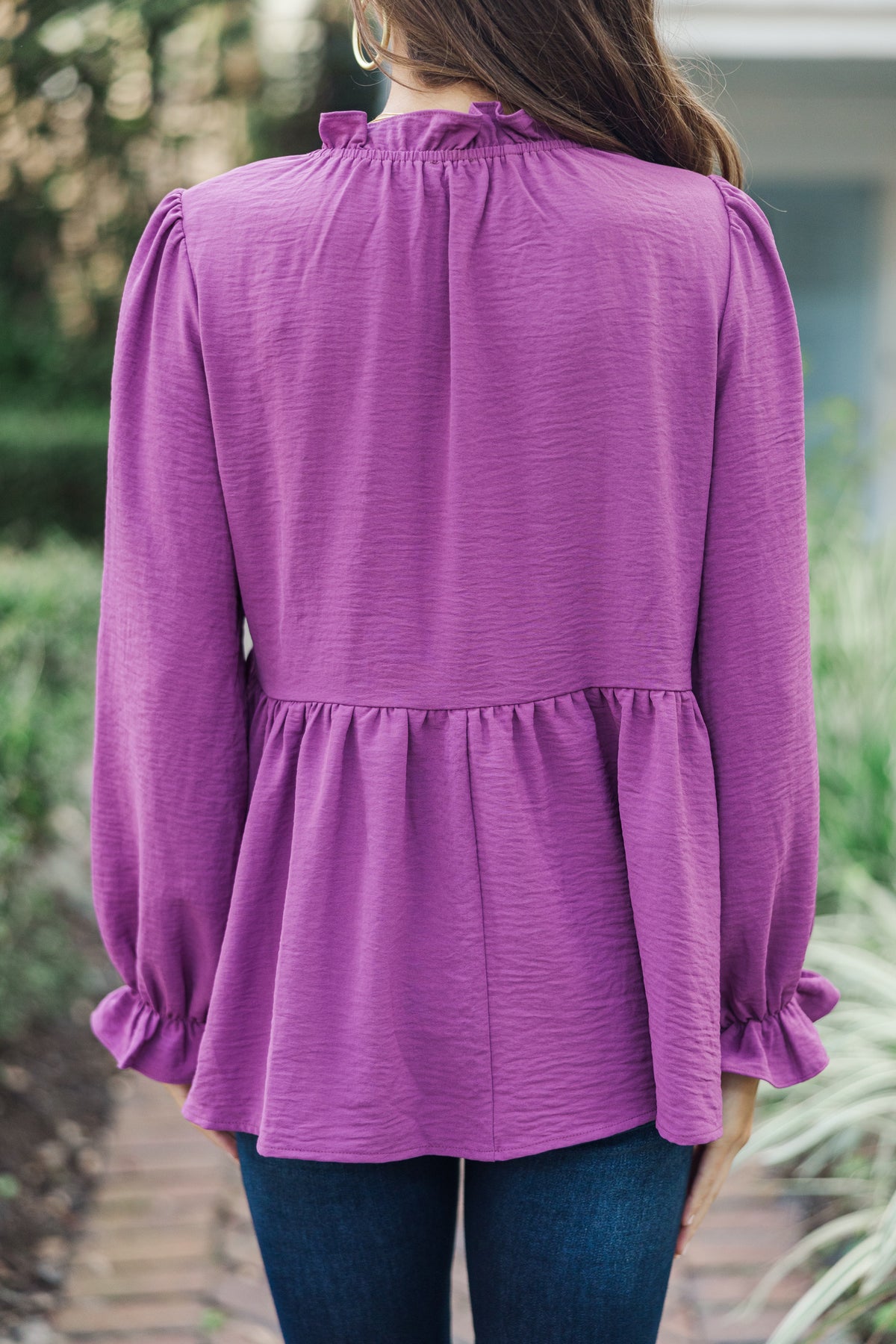 Pruple Ruffland Making Moves Plum Purple Ruffled Blouse – Shop the Mint