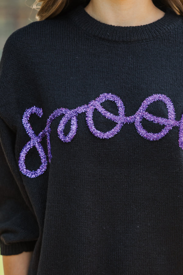 Let's Get Spooky Black Script Sweater