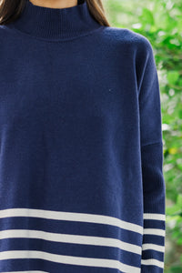 Maine Attraction Navy Blue Striped Sweater