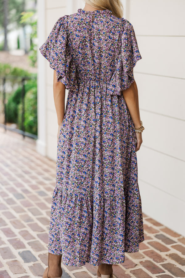 jenani rosette ruffle midi dress in light plum Motel Jenani Ruffle Midi Dress